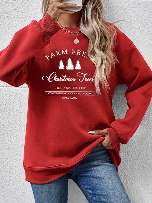 CHRISTMAS Graphic Round Neck Dropped Shoulder Sweatshirt