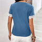Lace Detail V-Neck Short Sleeve T-Shirt