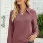 Full Size Swiss Dot Johnny Collar Blouse