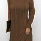Textured Drawstring Long Sleeve Hooded Dress
