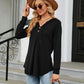 Full Size Long Sleeve Hooded Blouse