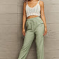 Light Green Tie Waist Long Pants