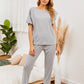 Round Neck Top and Pants Lounge Set