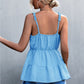 Women's Frill Trim Sleeveless Plunge Top