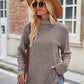 Laken Jay Ribbed Turtleneck Long Sleeve Slit Knit Top