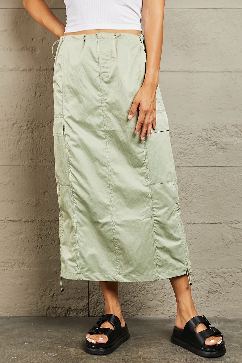 HYFVE Just In Time High Waisted Cargo Midi Skirt *