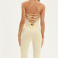Jessica Anne Beauty Lace-Up Strapless Jumpsuit