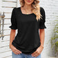 Smocked Square Neck Short Sleeve T-Shirt