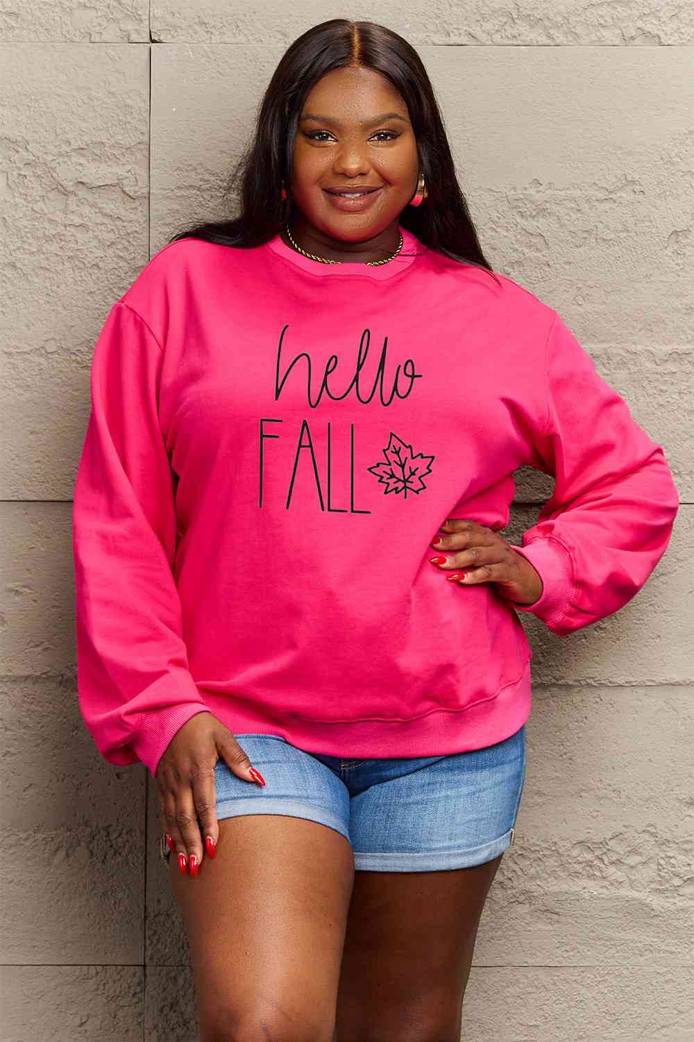 Simply Love SEASONAL Full Size HELLO FALL Graphic Sweatshirt