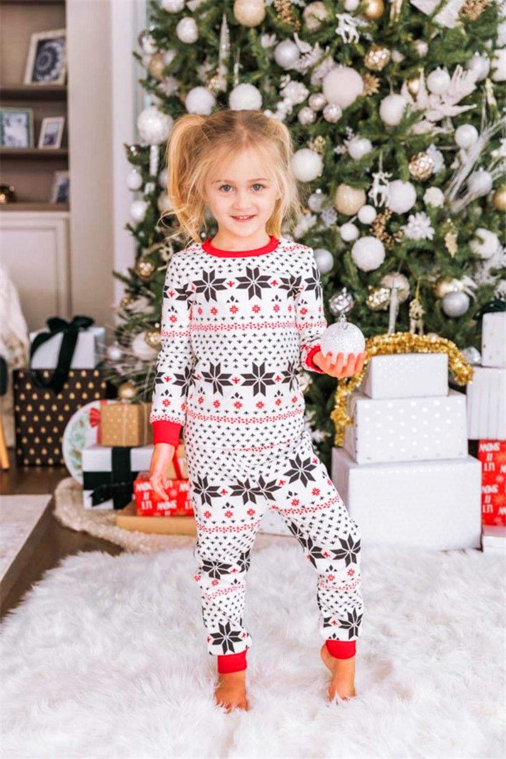 LITTLE KIDS UNISEX Snowflake Pattern Christmas Top and Pants Set SZ 4T-12Y