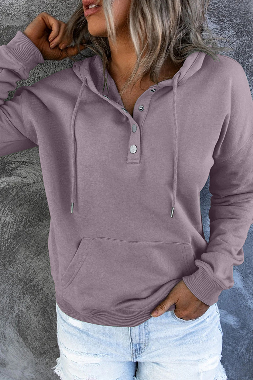 Full Size Dropped Shoulder Long Sleeve Hoodie with Pocket