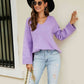 Drop Shoulder V-Neck Knit Pullover