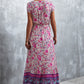 Full Size V-Neck Short Sleeve Printed Maxi Dress
