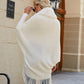 One Size Fringe Detail Long Sleeve Ribbed Poncho