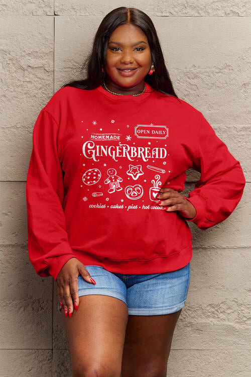 Simply Love Christmas Themed Full Size GINGERBREAD Long Sleeve Sweatshirt