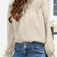 Smocked Mock Neck Swiss Dot Top