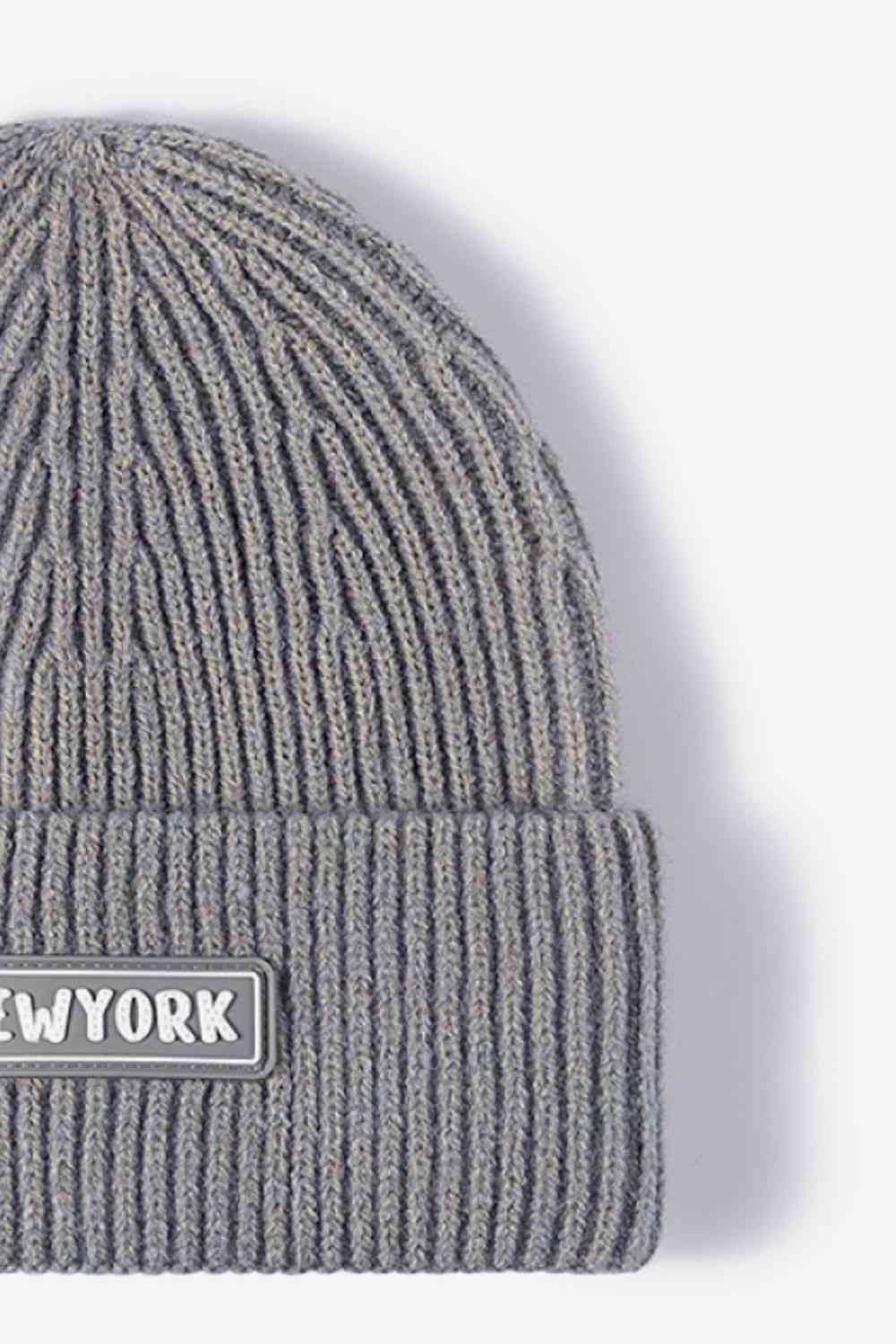 BeanieHatz NEW YORK Patch Rib-Knit Cuffed Beanie