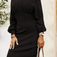 Ruched Lantern Sleeve Dress