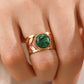 18k Women's Gold Plated Malachite Leaf Ring