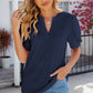 Eyelet Notched Puff Sleeve T-Shirt