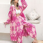 Printed Open Front Top and Pants Set
