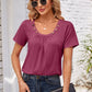 Decorative Button Scoop Neck T-Shirt