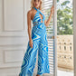 LOVE&LEMONADE Abstract Print Halter Neck Cutout Jumpsuit