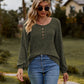 Full Size Round Neck Button-Down Long Sleeve Tee