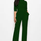 Mock Neck Tie-Waist Half Sleeve Jumpsuit