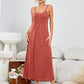 Brick Red Scoop Neck Spaghetti Strap Night Dress