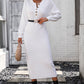 IdeationJovial Notched Neck Dropped Shoulder Button-Down Midi Dress