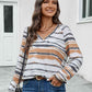 Striped V-Neck Long Sleeve T-Shirt