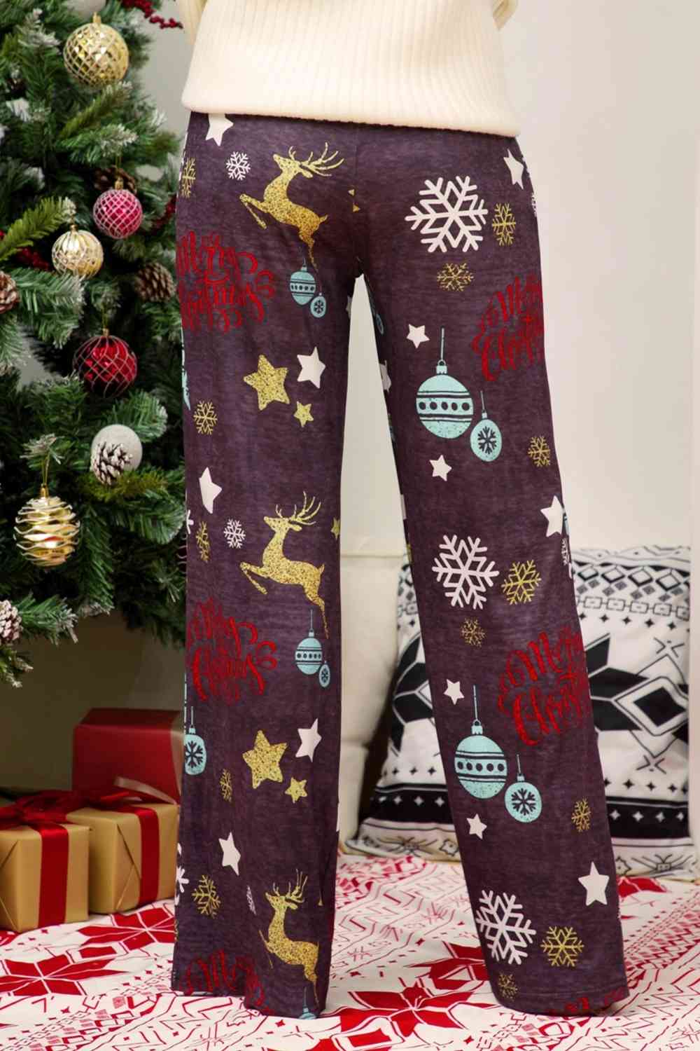 Christmas SANTA'S SLED Straight Leg Pants