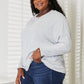 Double Take Light Gray Full Size Seam Detail Round Neck Long Sleeve Top