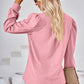 Ruched Notched Long Sleeve T-Shirt