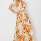HYFVE Floral Tie Back Short Sleeve Slit Maxi Dress