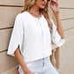 Round Neck Slit Half Sleeve Top