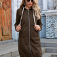 Full Size Zip-Up Longline Hoodie with Pockets