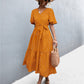 Women's Printed V-Neck Flutter Sleeve Belted Dress