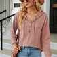 Drawstring Half Button Long Sleeve Hoodie