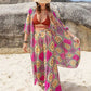 Printed Open Front Cardigan and Pants Set