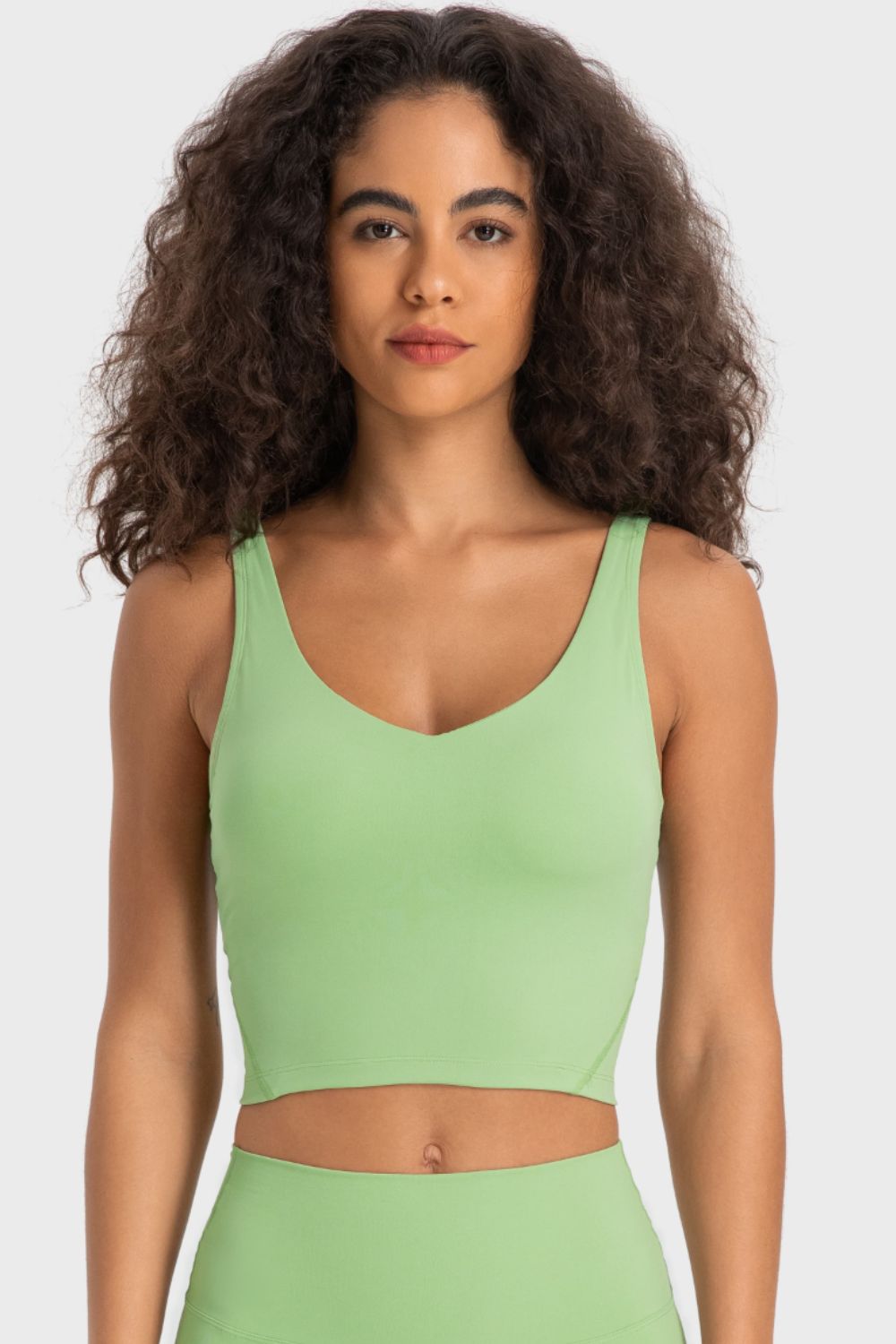 Deep V-Neck Crop Sports Bra in Assorted Colors