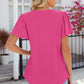 Eyelet Square Neck Flutter Sleeve Blouse