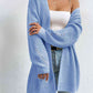 Open Front Dropped Shoulder Slit Cardigan
