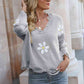 Flower Distressed Long Sleeve Sweater