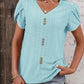 Eyelet V-Neck Petal Sleeve T-Shirt