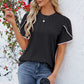 Round Neck Petal Sleeve T-Shirt