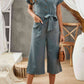 DuskJumpers Tie-Waist Buttoned Cropped Jumpsuit