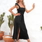 Square Neck Tie Strap Midi Dress