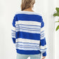 Striped V-Neck Long Sleeve Knit Top